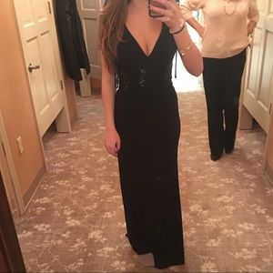 Black straight long prom dress